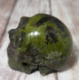 Green and Black Jasper Gemstone Skull