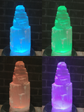 Selenite Tower, LED Base, Blue selenite Green selenite, Red selenite, Purple selenite