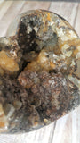 Natural Septarian from Madagascar Carved Heart Gemstone Yellow Calcite Brown Aragonite GGandJ.com