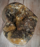 Natural Septarian from Madagascar Carved Heart Gemstone Yellow Calcite Brown Aragonite GGandJ.com