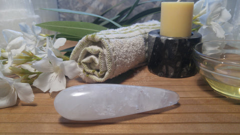 Spa Towel massage Oil gemstone wand Relax Therapeutic Luxury Flower Healing Candle Clear Quartz